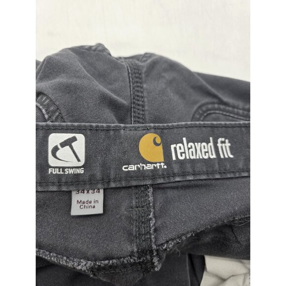 Carhartt Full Swing Pants Mens 34x34 Gray Relaxed Fit Work Utility Stains 102812 - Picture 6 of 9